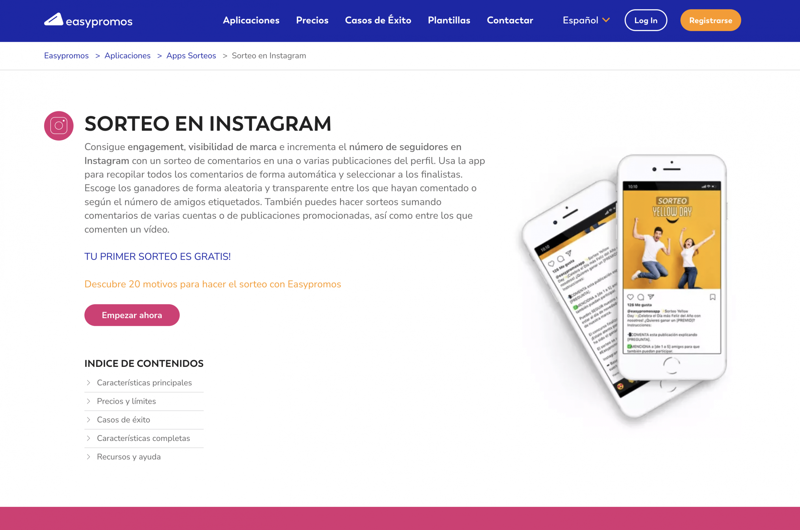 App Easypromos para sorteos